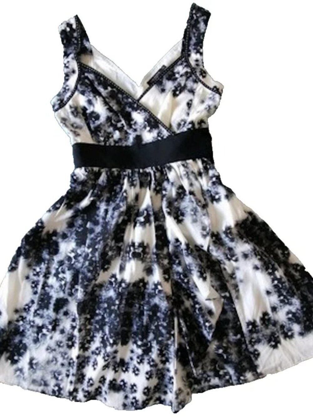 ✨Wrap Dress TED BAKER London House Market Silk Black White Rio Floral Print